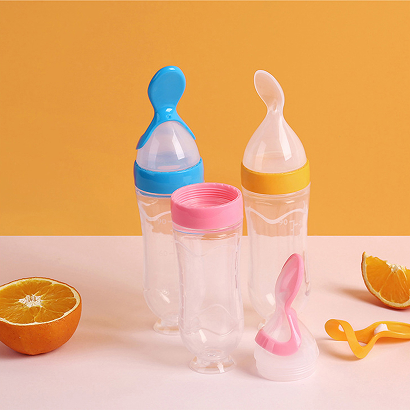Baby Food Newborn - Meremas botol makan silikon latihan bayi
