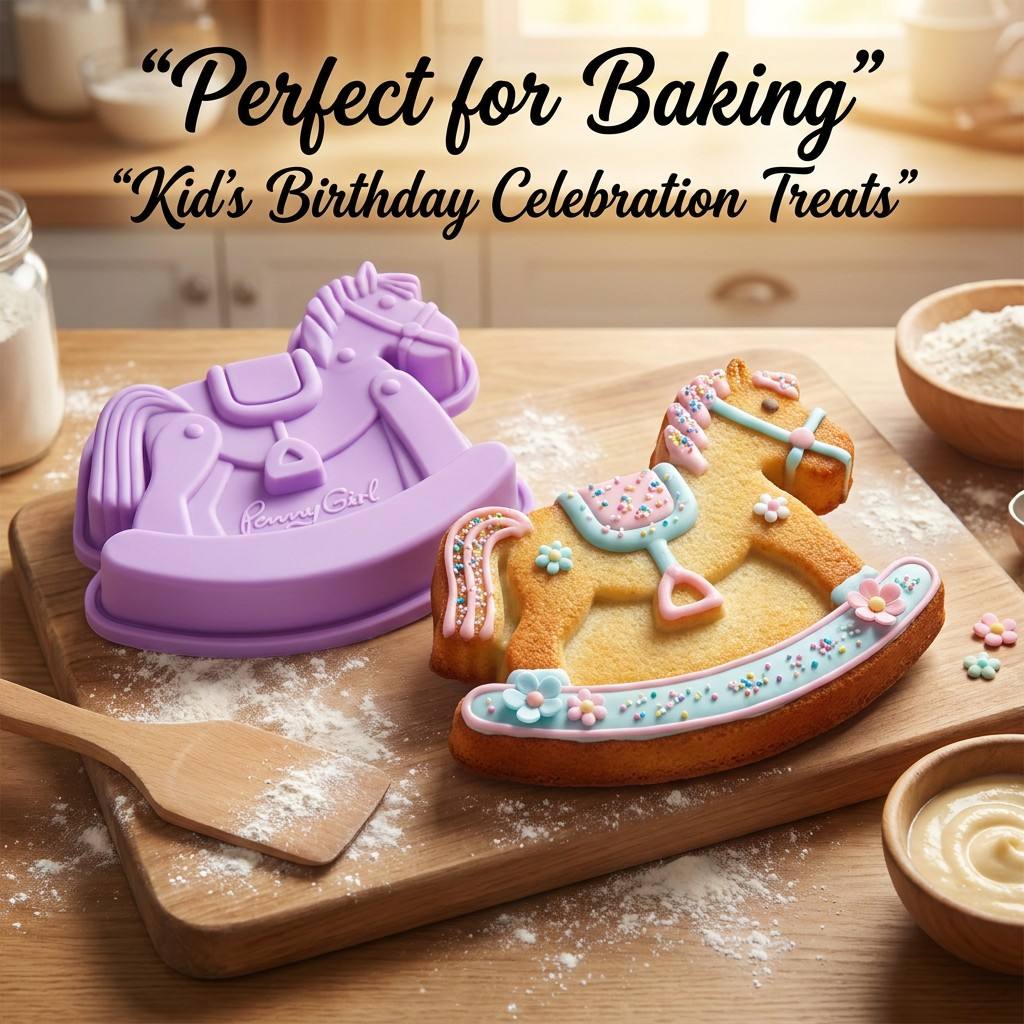 Baby Food Grade - Cetakan Kue Silikon Bentuk Kuda Goyang,